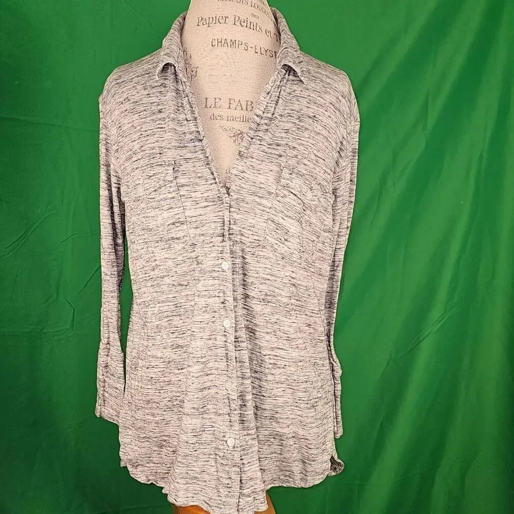Standard James Perse Womens Heathered Gray Long Sleeve Henley Top 4 XL